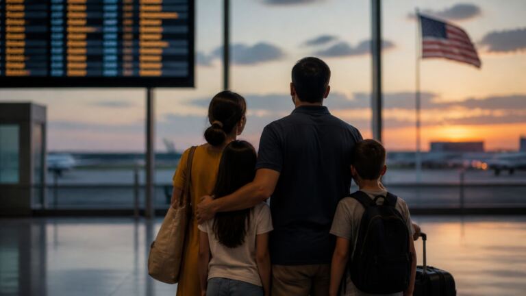 Jueza federal anula suspensión de visas de inmigrante para cubanos 1 Familia cubana en un aeropuerto mientras espera viajar a Estados Unidos mediante un proceso de inmigración
