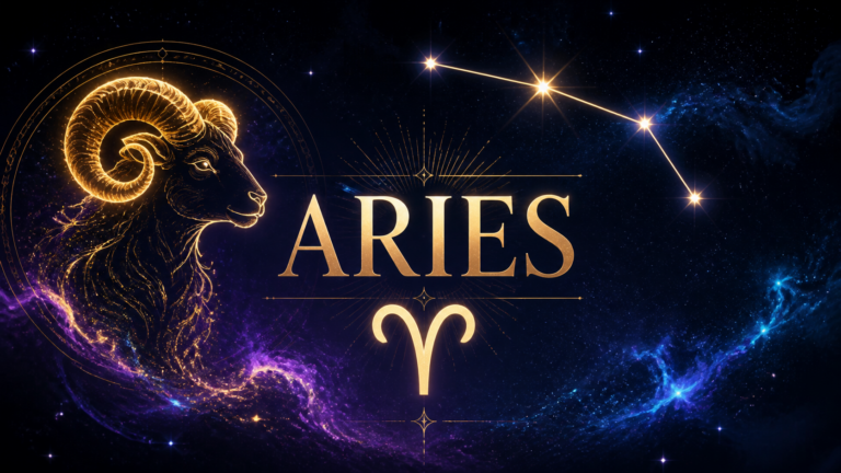 Ilustración celestial de Aries con su símbolo y constelación