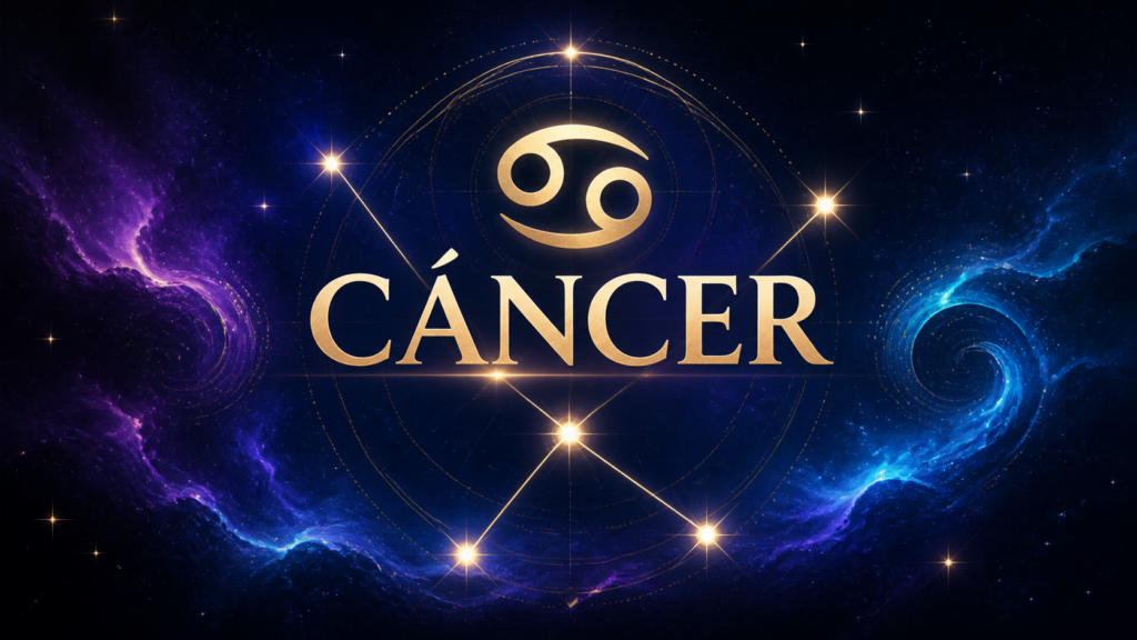 Ilustración celestial de Cáncer con su símbolo y constelación