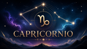Ilustración celestial de Capricornio con su símbolo y constelación