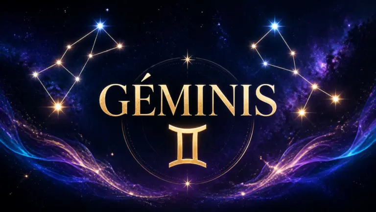 Ilustración celestial de Géminis con su símbolo y constelación