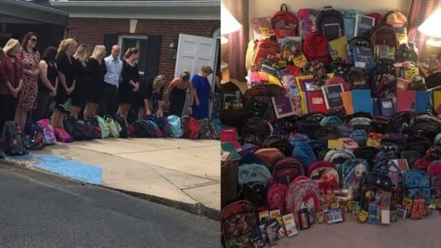 En la foto, Mochilas para escolares en algún lugar del mundo