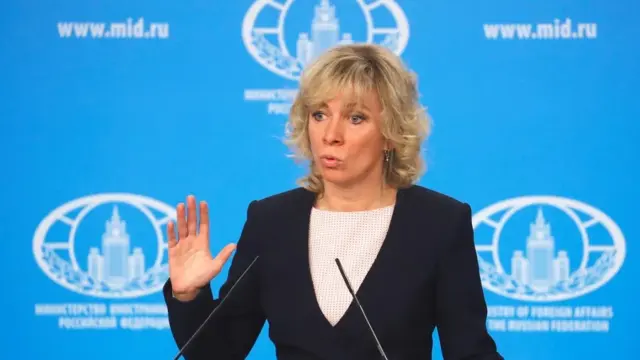 En la foto, María Zajárova, portavoz del Ministerio de Asuntos Exteriores de Rusia