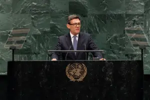 En la foto, El Primer Ministro del Reino Unido, Andy Burnham, en la Asamblea General de las Naciones Unidas, en Nueva York (EE.UU.)
