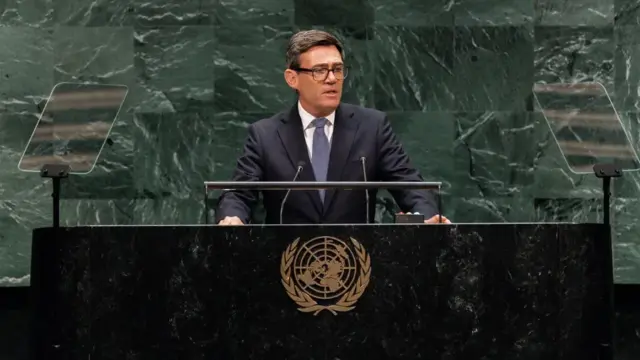 En la foto, El Primer Ministro del Reino Unido, Andy Burnham, en la Asamblea General de las Naciones Unidas, en Nueva York (EE.UU.)