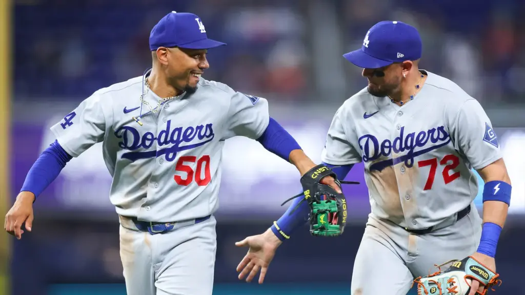 En la foto, jugadores de los Dodgers