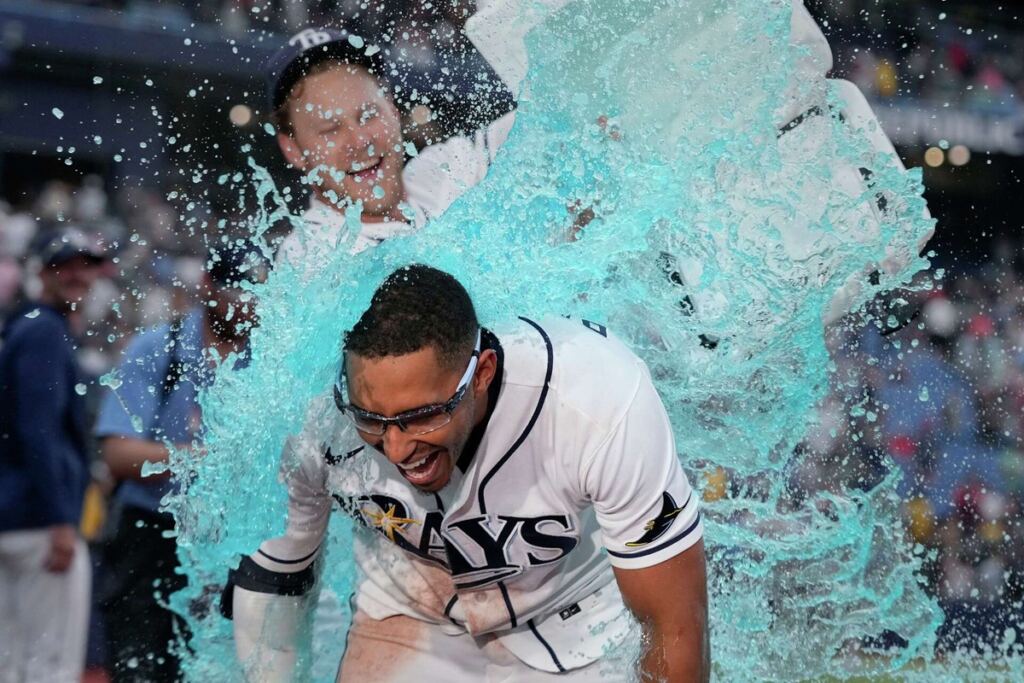 Palacios conecta sencillo impulsor en la 9na y Rays deja regado a Red Sox 3 En la foto, Richie Palacios