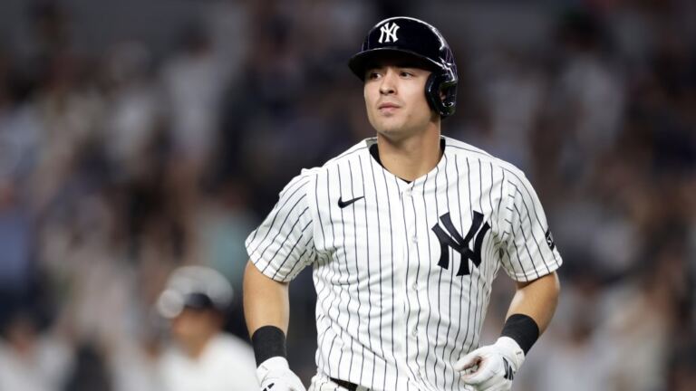 En la foto, Anthony Volpe en su regreso de Triple A bateó un grand slam