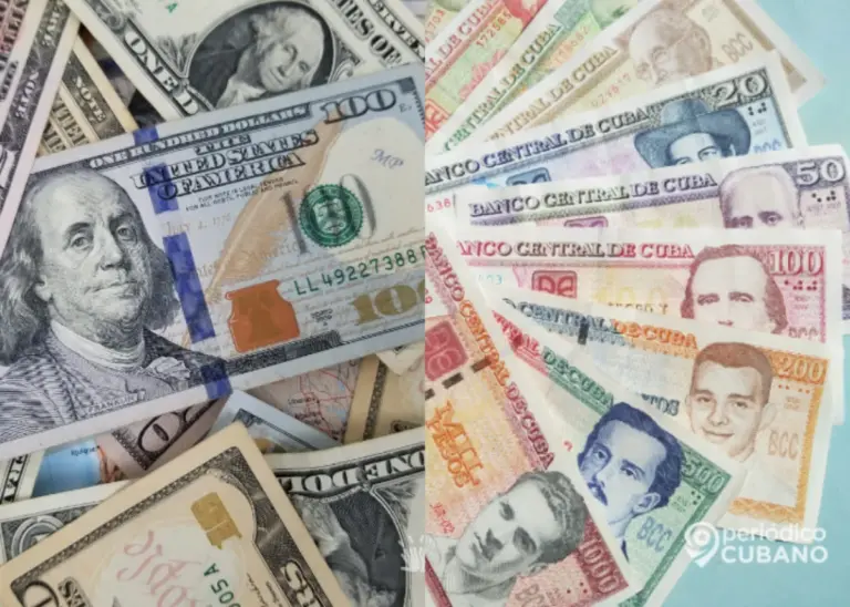 En la foto, dólares y pesos cubanos
