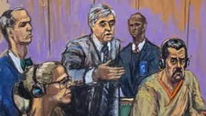 En la foto, dibujo al estilo estadounidense de Maduro se declara no culpable de tortura en corte de Nueva York