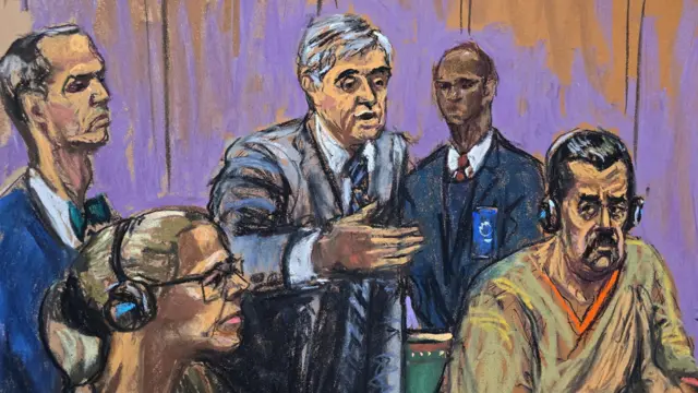 En la foto, dibujo al estilo estadounidense de Maduro se declara no culpable de tortura en corte de Nueva York