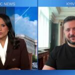 En la foto, Zelenski en "Meet the Press", de NBC News