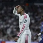 En la foto, El delantero del Real Madrid Kylian Mbappé,