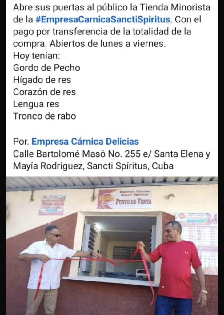 Carnicería espirituana oferta tronco de rabo
