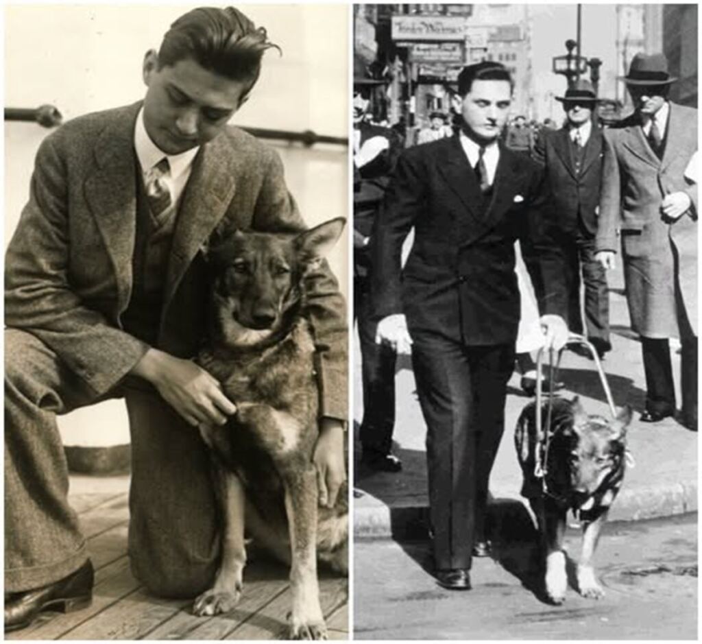 En la foto, Morris Frank y Buddy