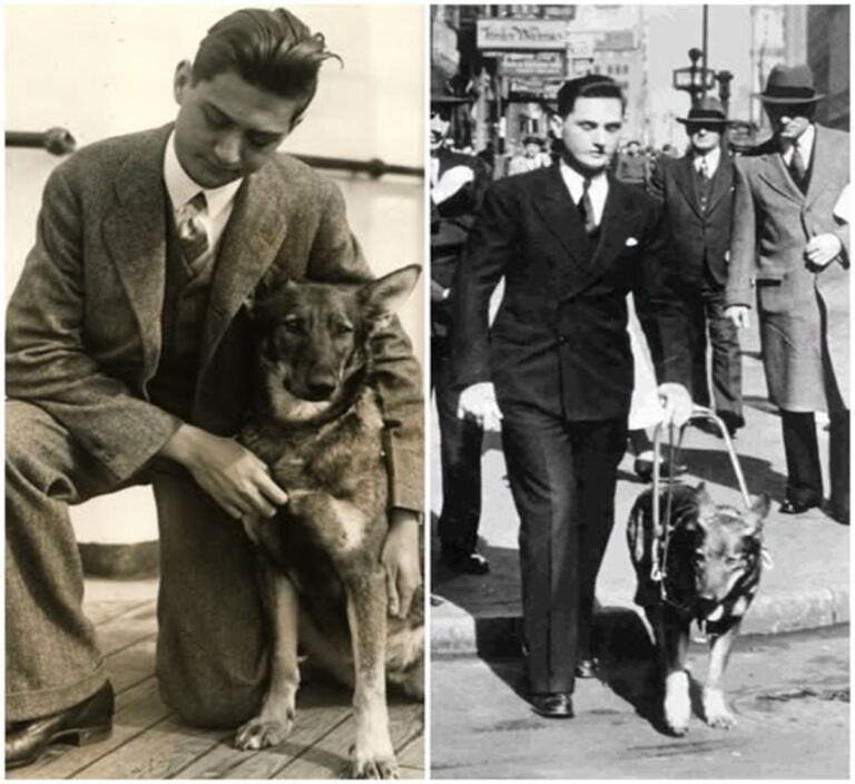 En la foto, Morris Frank y Buddy