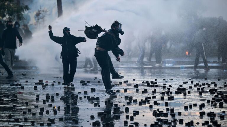 En la foto, protestas en Tirana