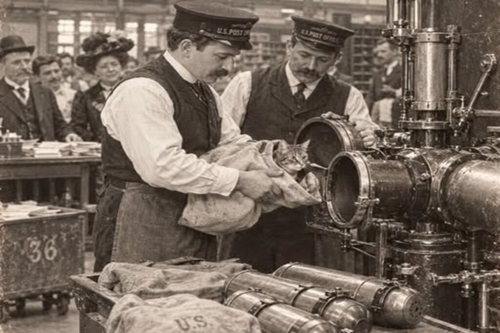 En la foto, trabajadores del correo de Nueva York preparando envíos