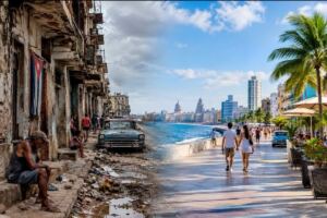 En la foto, una imagen de los contrastes de Cuba