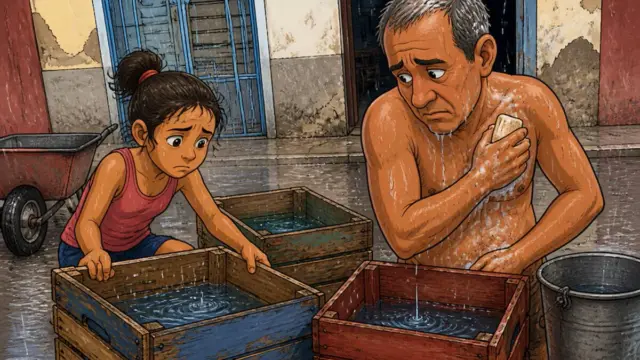En la foto, una imagen de IA referida a la escasez de agua en Cuba