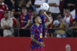 En la foto, El delantero del Barcelona Raphinha