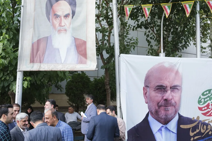 En la foto, Mítin electoral de Mohamad Baqer Qalibaf en Teherán