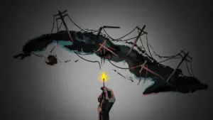 En la foto, una imagend e Cuba apagada, sin electricidad