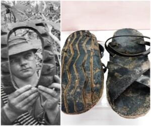 En la foto, las sandalias vietnamitas