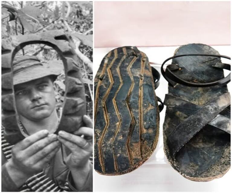 Las sandalias del Viet Cong 2 En la foto, las sandalias vietnamitas