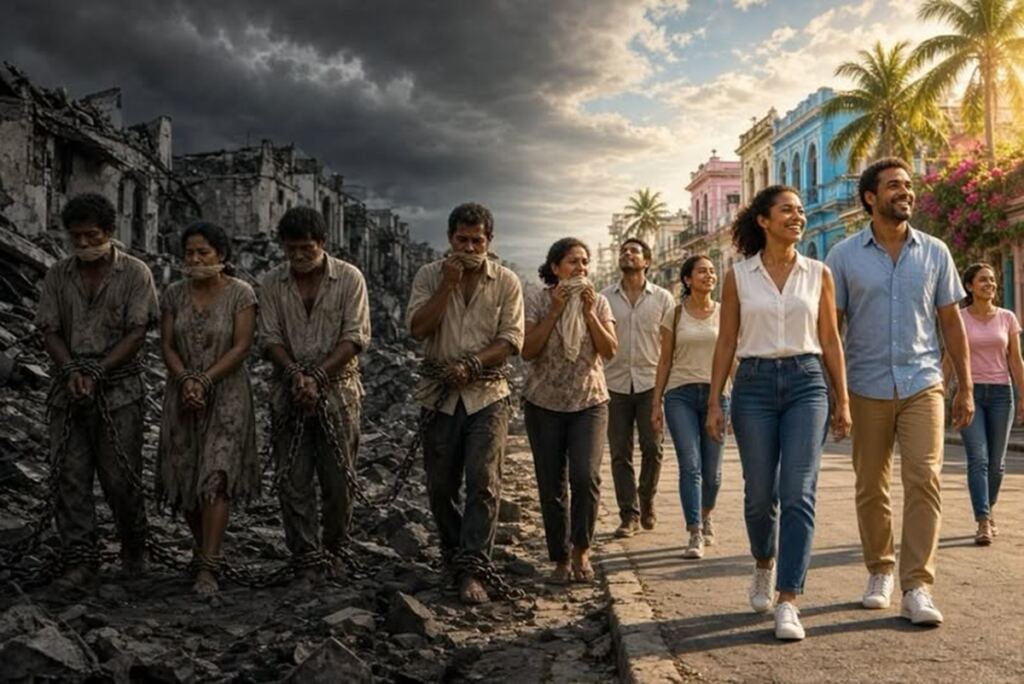 En la foto, Cuba en dos tiempos