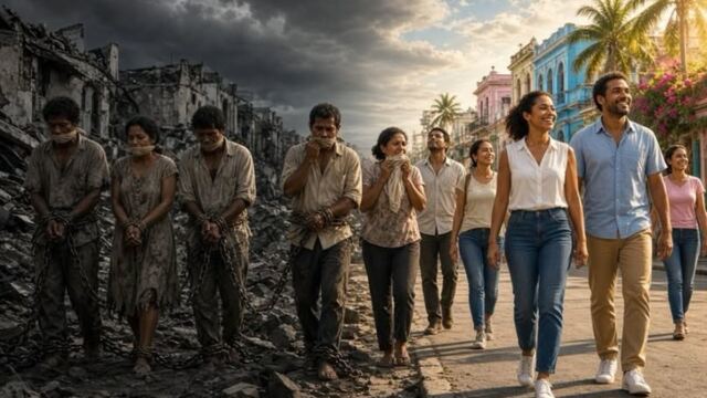 En la foto, Cuba en dos tiempos