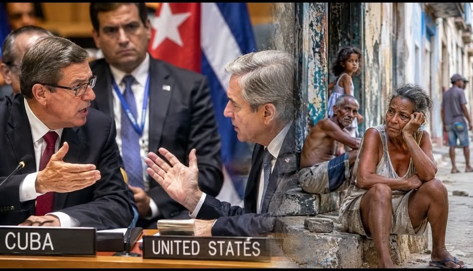 En la foto, los dos lados de la ecuación: lo que se vivió en ONU y lo que vive el pueblo cubano