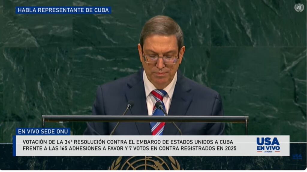 La paz de los Castro no es la paz de Cuba 2 En al foto, Burno Rodríguez reclamando en ONU paz para Cuba (para los Castro y sus adláteres)
