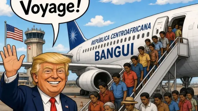 En la foto, una imagen de IA sobre los cubanos deportados a Africa
