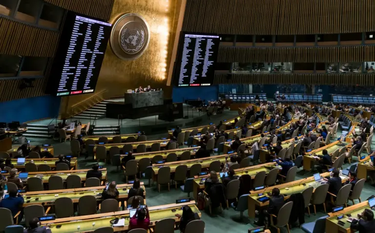 En la foto, una imagen de la Asamblea General