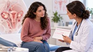 Consulta y calendario menstrual para ilustrar la endometriosis