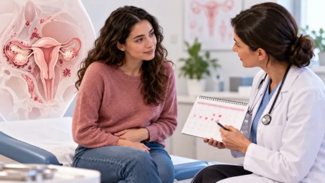 Consulta y calendario menstrual para ilustrar la endometriosis