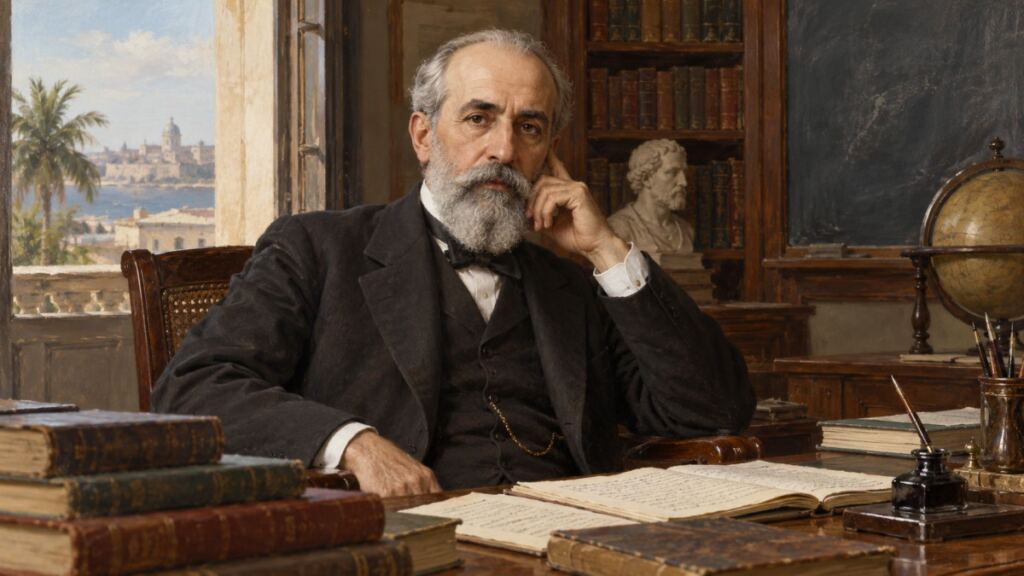 Retrato histórico recreado de Enrique José Varona, filósofo y educador cubano
