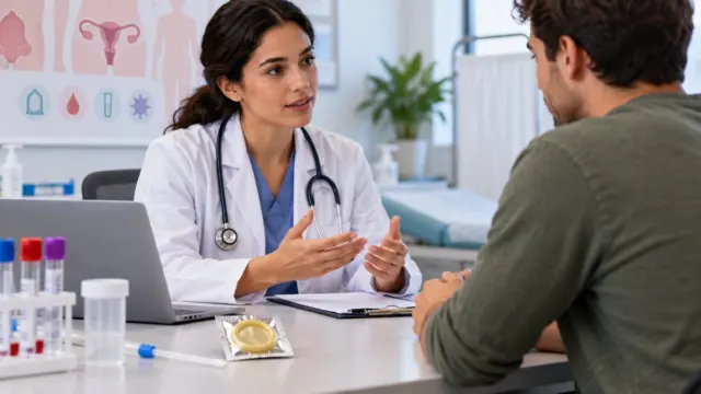 Consulta de salud sexual confidencial para ilustrar las infecciones de transmisión sexual