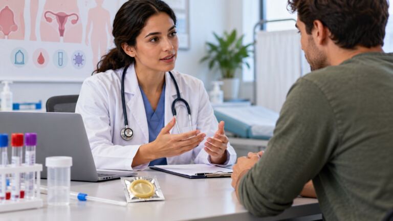 Consulta de salud sexual confidencial para ilustrar las infecciones de transmisión sexual