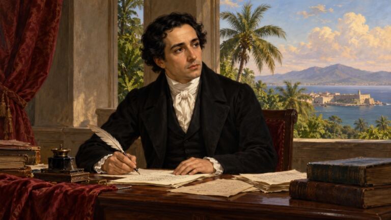 Retrato histórico recreado de José María Heredia, poeta cubano