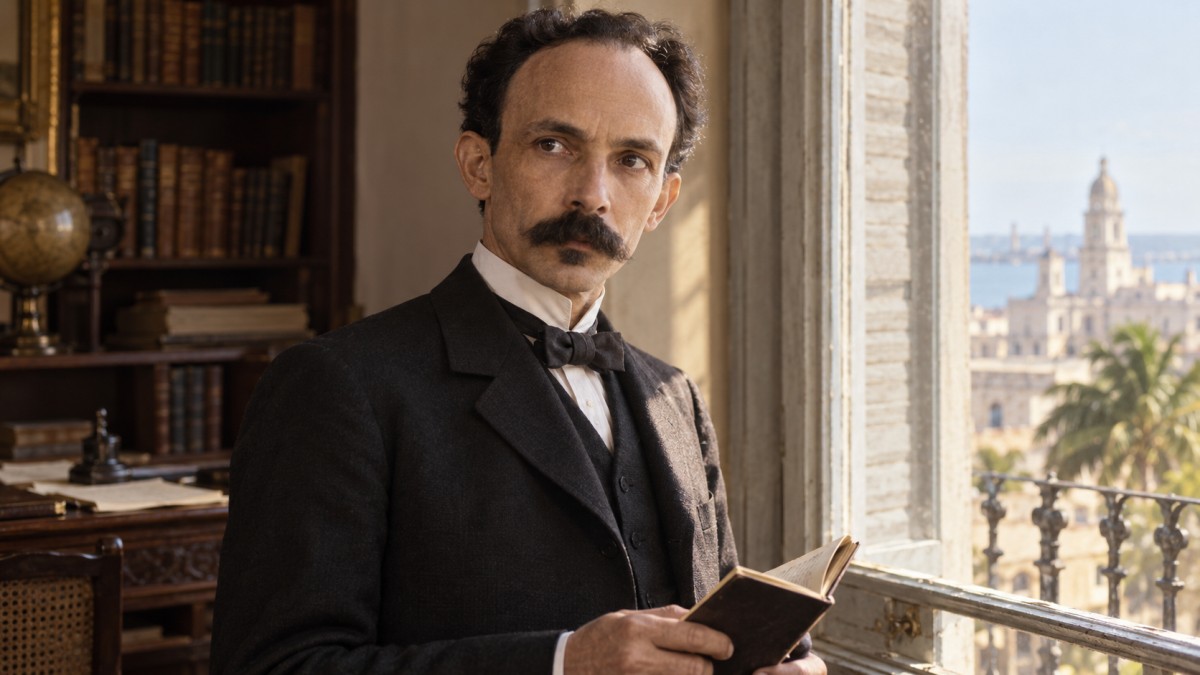 Retrato realista recreado de José Martí, escritor y líder de la independencia cubana