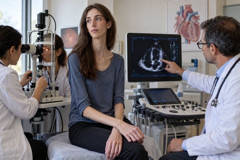 Mujer adulta en seguimiento de cardiología y oftalmología por síndrome de Marfan