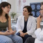 Adulto joven conversando con especialistas sobre neurofibromatosis tipo 1