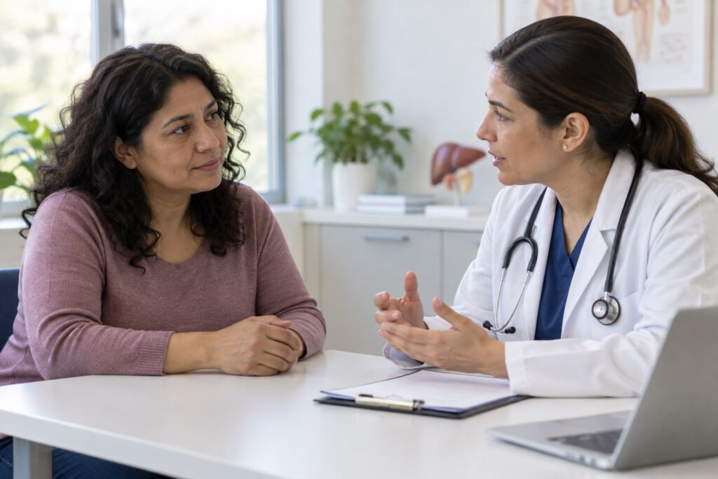 Mujer en consulta sobre porfiria
