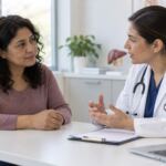 Mujer en consulta sobre porfiria