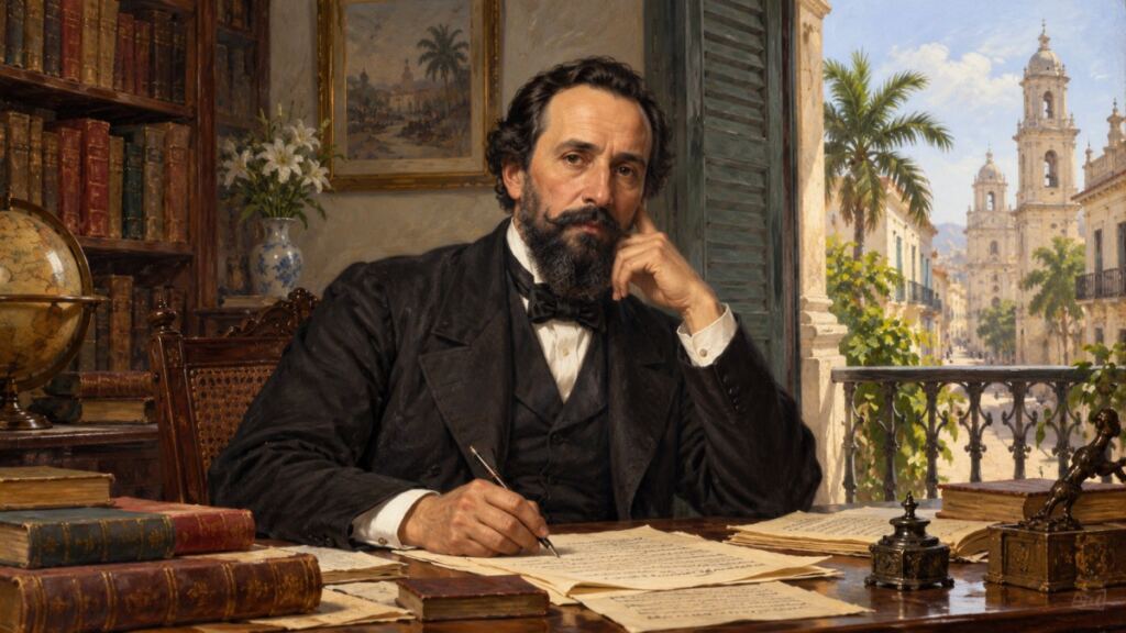 Retrato histórico recreado de Rafael María de Mendive, poeta y maestro cubano