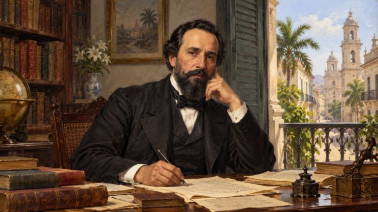 Retrato histórico recreado de Rafael María de Mendive, poeta y maestro cubano