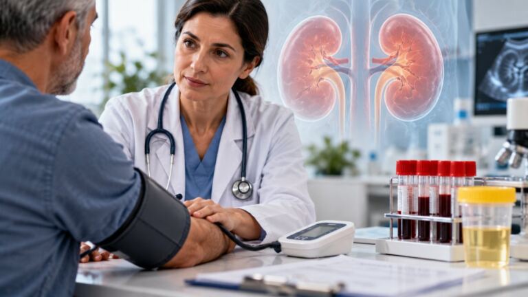Análisis y control médico para ilustrar la enfermedad renal crónica